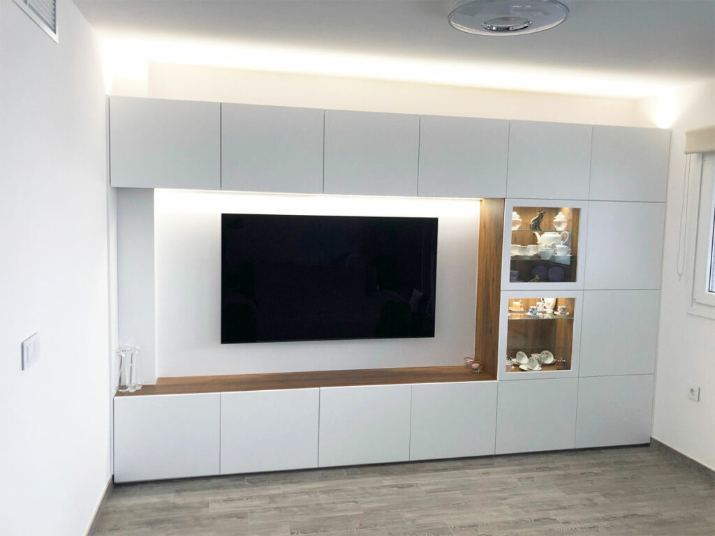mueble tv salon moderno lacado en blanco