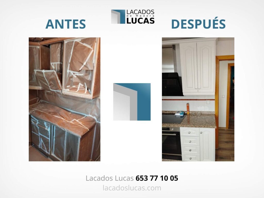antes y despues lacado cocina cajones y puertas armarios